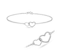 Double Heart Silver Anklet ANK-105